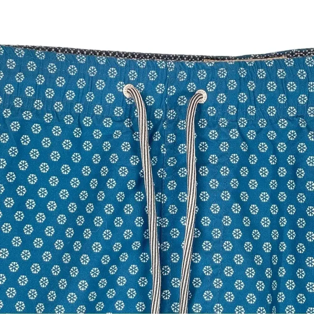 Ted Baker London Swim Trunks Blue Fish Floral Lined Pockets X-Large Vacation